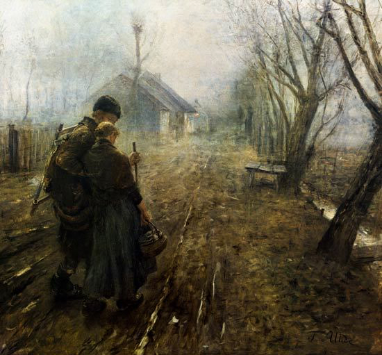 Schwerer Gang (Der Gang nach Bethlehem), Hard Road (Road to Bethlehem), Fritz von Uhde(1890)