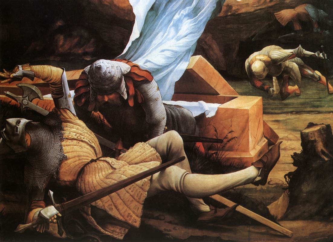 Soldiers Guarding Christ's Tomb at the Resurrection (detail from the Isenheim Altarpiece), Matthias Grünewald (c.1516, German)